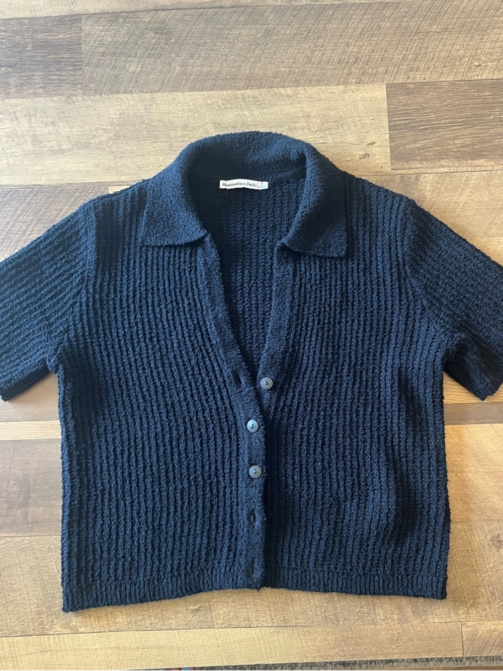 Abercrombie & Fitch Black Short-Sleeve Sweater Cardigan NWOT